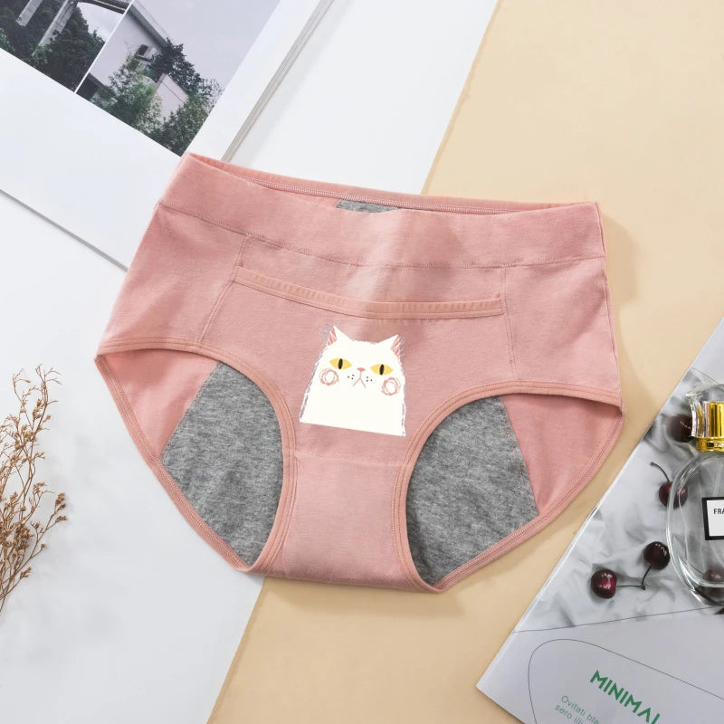 Women's Panties UnderwearLeakproofBreathable Briefs MenstrualPants PlusSizeWaterproof Mid Waist Organic Cotton Protective Briefs