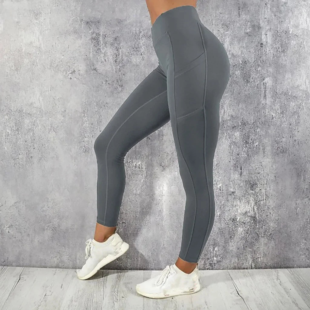 Yoga Fitness Women Leggings High Waist Tights with Pocket Gym Workout Running Stretchy Sexy Butt Liftting Casual Skinny Pants.