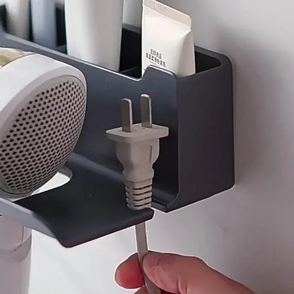 An der Wand montierte stanzfreie Toilette Haartrockner Rack Badezimmer Haartrockner Lagerregal Haartrockner Halterung Badezimmerzubehör ﻿
