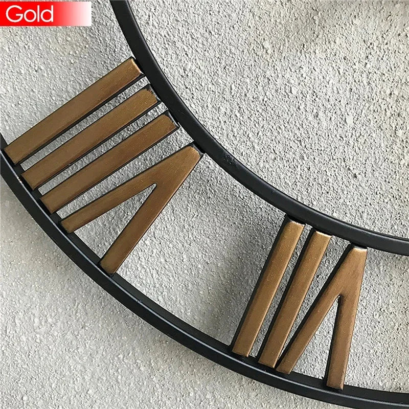 40/47/60/80 cm große 3D-Wanduhr mit römischen Ziffern, Kunst, hohle runde Wandbehang, Vintage-Metalluhr für Wohnzimmer und Zuhause
