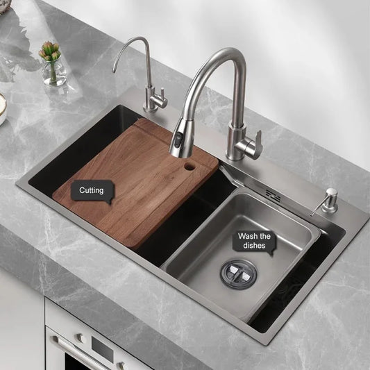 Stainless Steel Kitchen Sink Household Large Single Slot Wash Dish and Wash Vegetables Basin Multifunctional Undermount Basin