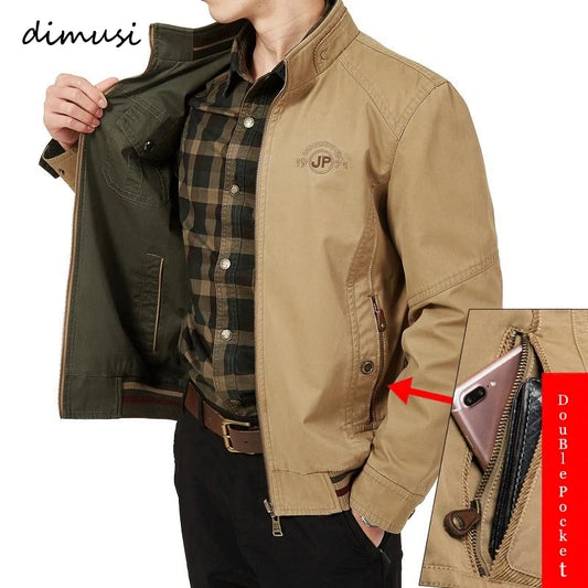 DIMUSI Autumn Men's Double-sided Military Jacket Casual Man Cotton Business Coats Fashion Men Multi-pocket Jackets Clothing 8XL.