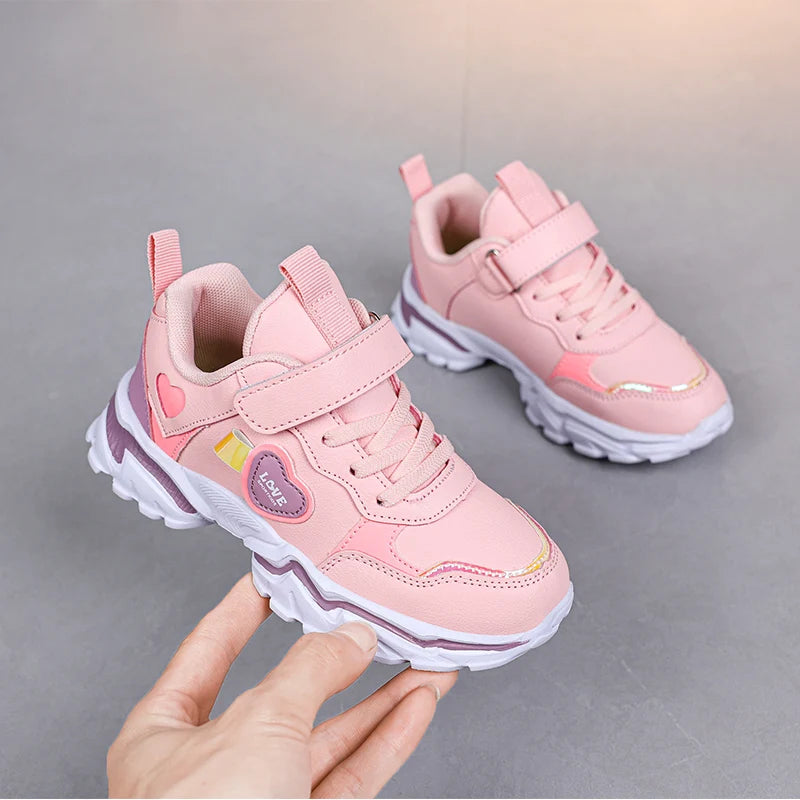 Autumn Girls Sneaker Children Leather Shoes PU Daily Kids Casual Walking Sneaker Platform Sports Tennis Sports Shoes Girl.