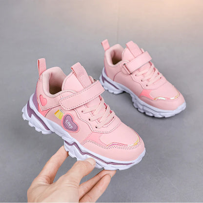 Autumn Girls Sneaker Children Leather Shoes PU Daily Kids Casual Walking Sneaker Platform Sports Tennis Sports Shoes Girl.