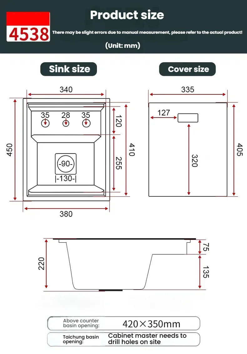 Stainless Steel Small Hidden Kitchen Sink Household Bar Wash Vegetable Basin Mini Single Slot With Cover Plate Cup Washer