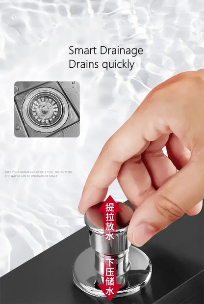 Nano Kitchen Sink Multi-Function Stepped Kitchen Sink 304 Stainless Steel Vegetable Washing Basin With High Pressure Cup Washer