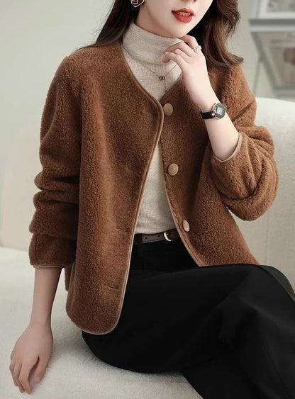 Koreanischer Stil, Fleece-Damenjacken, kurzer Damenmantel, hohe Qualität, 2025, Trend, jugendlich, neu in Oberbekleidung, Vintage-Mode, günstig.