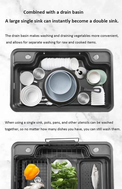 Japanese 3D Flat Large Single Slot Little millet grain Nano 304 Stainless Steel Kitchen Sink Wash Basin Dish Basin for Household