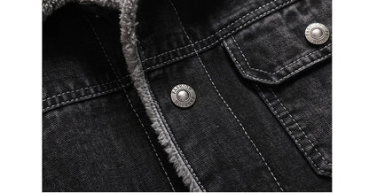 DIMUSI Winter Men's Denim Jackets Man Fleece Warm Windbreaker Jacket Fashion Mens Retro Cotton Military Jean Coats Clothing.