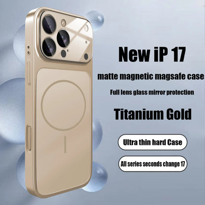 Official Orange Magsafe Magnetic Glass Phone Case for iPhone 17 Air 16 15 14 13 Pro Max Hard Shockproof Protect Matte Cover