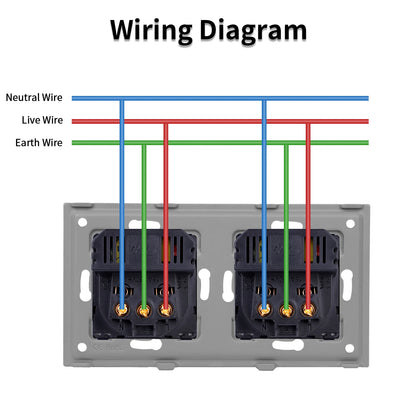 Bingoelec Wandsteckdose, Touch-Lichtschalter mit USB, 20 W, Typ C, Schnellladesteckdose, Glasscheibe, EU-Standard-Steckdosen.