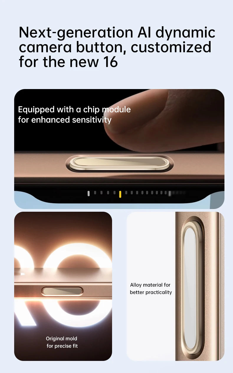Luxury Camera Control Capture Button Cover for iPhone 16 Pro Max Plus 16Pro Alloy Sensitive Smart Lens Button Protection Case.