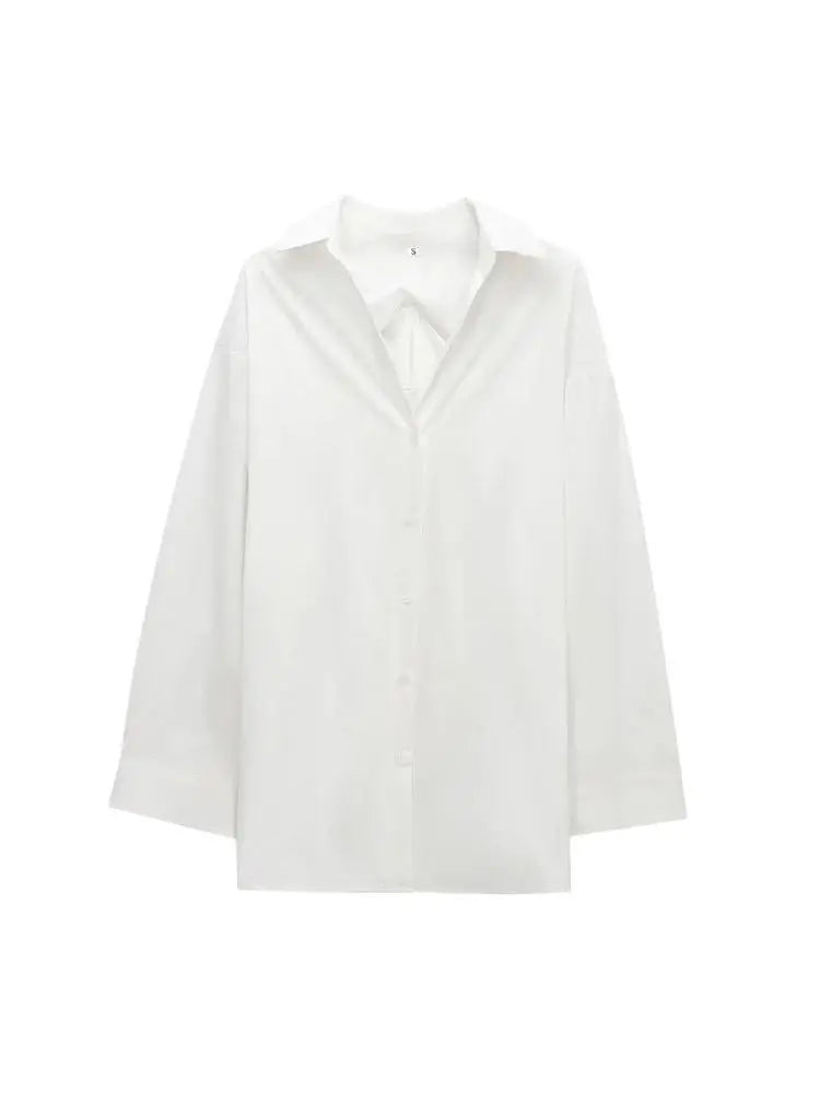 Oversized Pleated Back Shirts for Women, Long Sleeve, Button-up, Female Blouses, Chic Tops, Fashion.