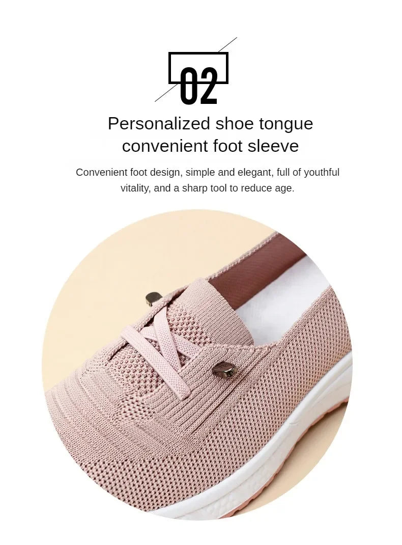 2024 Women's Casual Shoes Fashion Breathable Walking Flat Bottom Sports Shoes Women's Fitness Large Pink Women's Shoes 36-43.