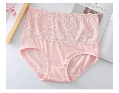 3pcs Women's Panties High Waist Underwear Large Size Fashion Girls Briefs Cow Milk Silk Breathable Lace Panty Female Lingerie.