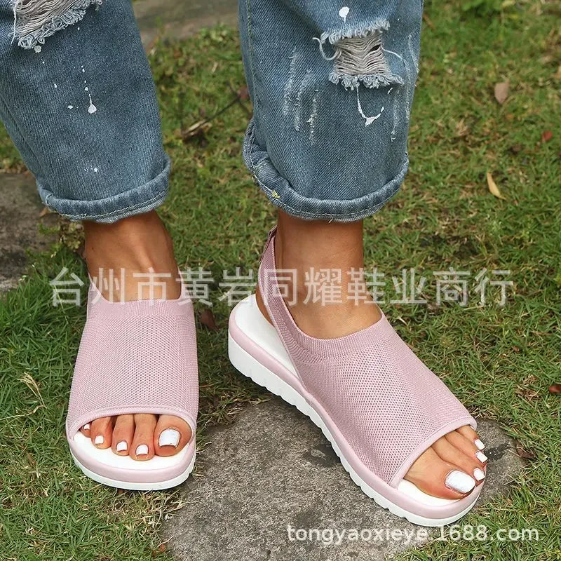 Shoes Women 2021 Summer Sandals Sapato Feminin Comfy PU Shopping Flat Sole Sandal For Women Shoes Peep Toe Sandalias Mujer NEW.