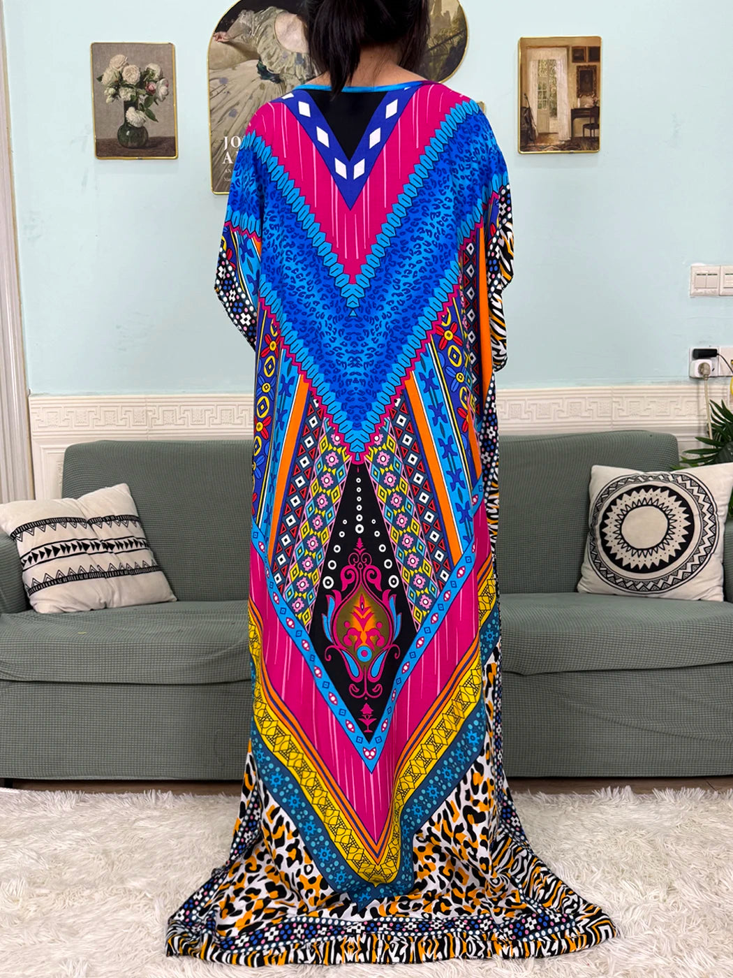 Muslim 2025 New Fashion Sets Abayas For Women Cotton Printed Loose Fit Femme Robe Afircan Islam Dress With 160x80cm Shawl Scarf.