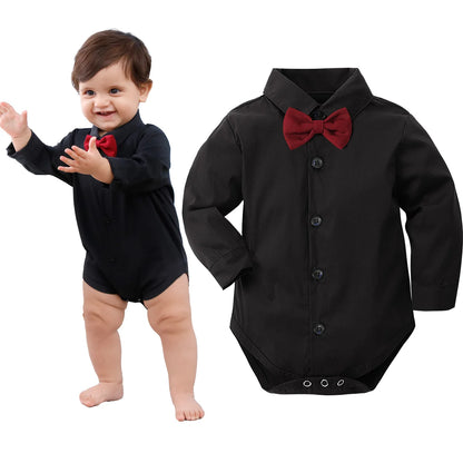 Baby Jungen Kleid Hemd Neugeborenen Taufe Body Säugling Hochzeit Taufe Weihnachten Formale Einteilige Herren Party Strampler.