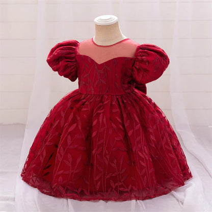 Kleinkind Rot Pailletten Mesh Kleid Mädchen Baby Einfarbig Neue Jahr Party Formale Kostüm Leistung Prinzessin Kleid Geburtstag Kleidung