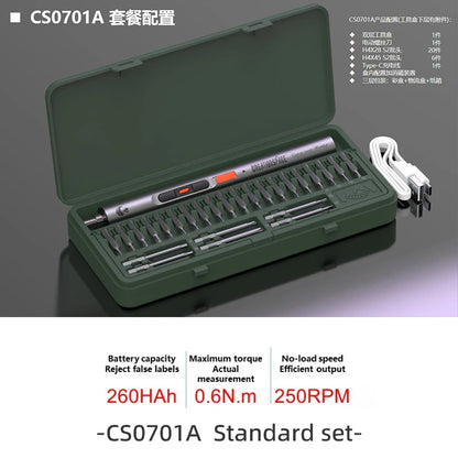 CreationSpace 3,6 V Mini-Elektroschrauber, wiederaufladbarer Schraubendreher-Set mit LED-Licht, 3 Drehmomenteinstellungen, CS0702A, CS701A