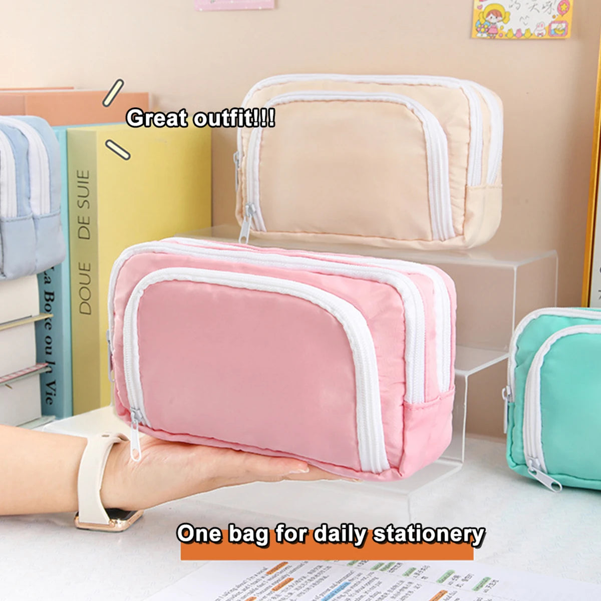 Kawaii Große Kapazität Stift Tasche Koreanische Bleistift Beutel Multilayer Schule Fall Schreibwaren Halter Tasche Student Zurück zu Schule Liefert.
