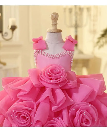 2025 Prinzessinnenkleid zum ersten Geburtstag für Mädchen, neue Hochzeit, Blumenmädchen, Klavieraufführung, Host-Kleid, Party-Kleidung, Outfits, passendes Bankett.