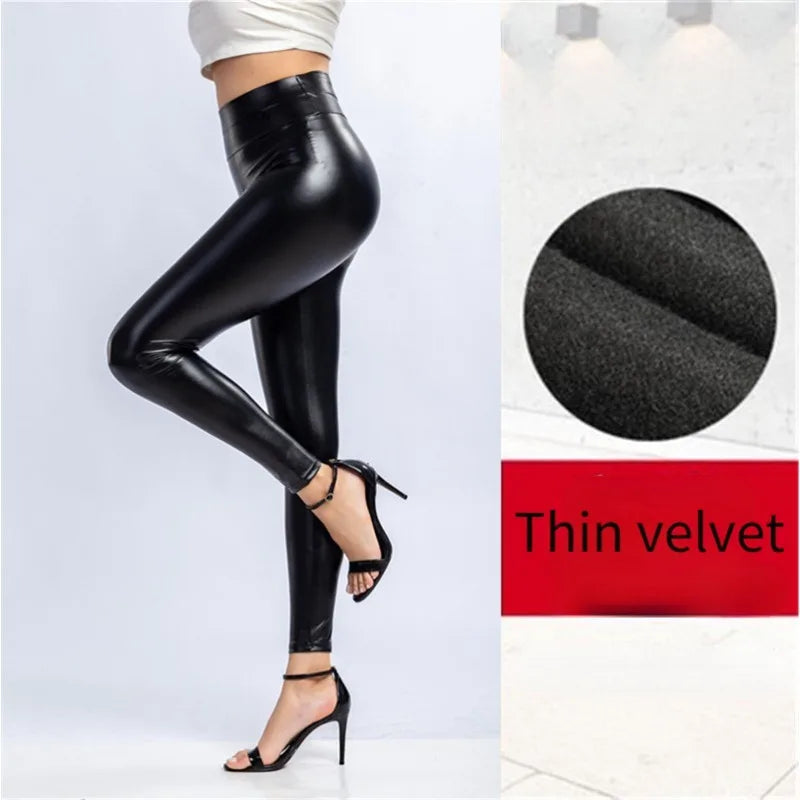 Skinny leggings Black Velvet High Waist Leggings Stretchy Skinny.