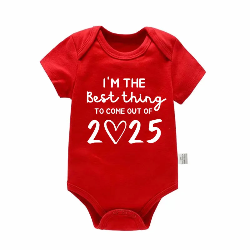 „I'm the Best Thing 2025, Neugeborene Babykleidung, weiße Baumwolle, Sommer-Bodys für Kleinkinder, kurzärmeliger Strampler für Jungen und Mädchen.