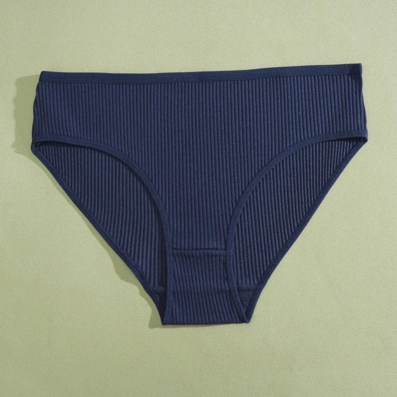 5PCS Women's Cotton Panties Sexy Low Waist Briefs Striped Underpants Female Comfortable Stretch Lingerie Ladies Soft Underwear