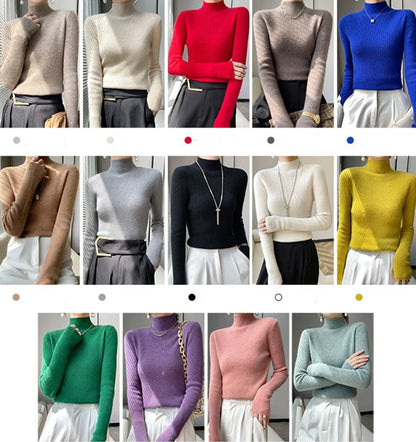 MEXZT Solide Pullover Frauen Hälfte Rollkragen Gestrickte Pullover Harajuku Koreanische Dicke Strickwaren Herbst Winter Mode Schlank Jumper.