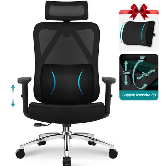 aiibottech Ergonomischer Bürostuhl, Netz-Schreibtischstuhl, verstellbare Lordosenstütze, drehbare neigbare Räder für Home-Office-Gaming