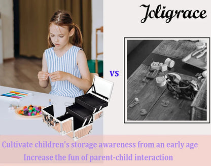 Makeup Case Portable Lock Alloy Unicorn Cosmetic Jewelry Nail Hair Accessories Storage Box with Mirror 2 Trays Make-up Suitcase.