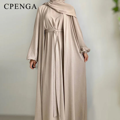 2024 New Muslim Sets for Women Ramadan Prayer Dress Modest Dresses Eid Dubai Abaya Female Islam Clothing Elegant Party Clothes