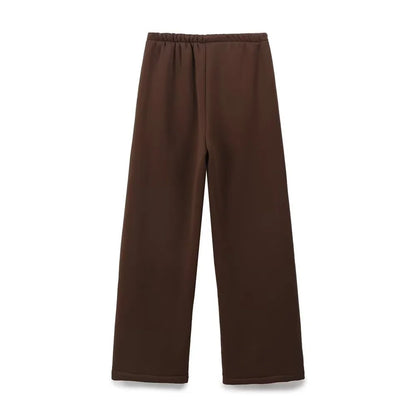 autumn new women's fashionable casual zipper decoration hooded long sleeved sportswear jacket wide leg pants set.