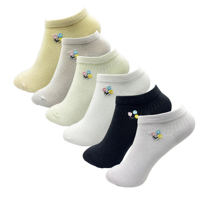 4 Pairs Cotton Women's Boat Socks No Show Socks Set for Lady White Invisible Cotton Socks Pack Pink Black Breathable Summer.