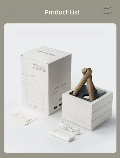 280ml Flame Aroma Diffuser USB Air Humidifier Colorful Atmosphere Light and Remote Control Bonfire Essential Oil Aroma Diffuser.