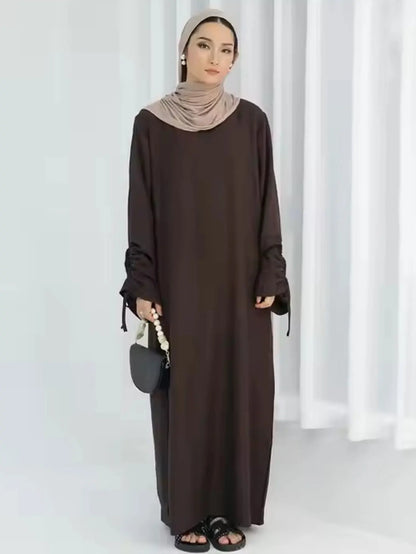 Eid Islamischen Modest Kleid für Frauen Abaya Spitze-up Hülse Marokko Casual Ramadan Vestidos Gebet Kaftan Dubai Muslimischen Lange robe.