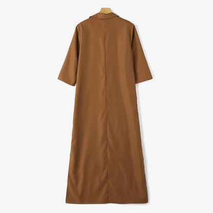 Zanzea Mode Frühling Revers Hals 3/4 Ärmel solide Kaftan Sommerkleid elegante Frauen langes Hemd Kleid Robe Femme Arbeit Party Vestido.