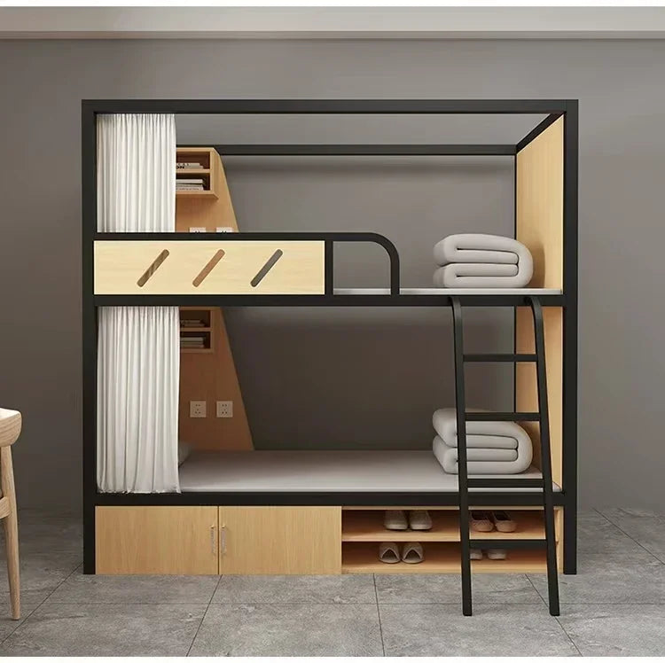 Obere und untere Etagenbetten, Schulwohnheim, Apartmentbett, Jugend, Hostel, Raumkapsel, All-Inclusive-Bett, Stahl, Holz, kombiniert, Mutter