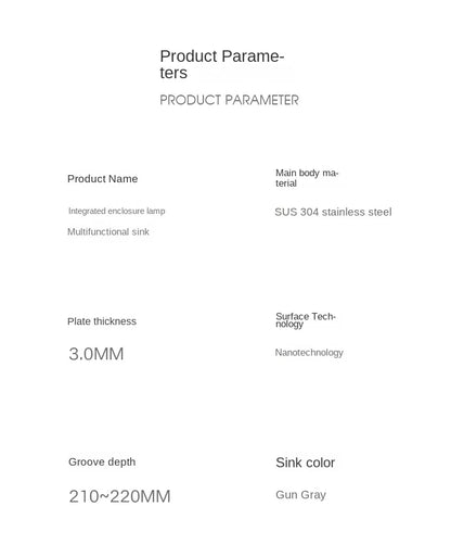 Wasserfall-Küchenspüle aus Edelstahl 304, großes Einzelschlitz-Wasserhahn-Set mit integrierter Digitalanzeige, Seifenspender, Tassenwascher