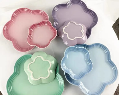 Plum Blossom Plate Flower Shaped Flower Plate Fruit Plate Solid Color Fashion Home Plum Blossom Plate.