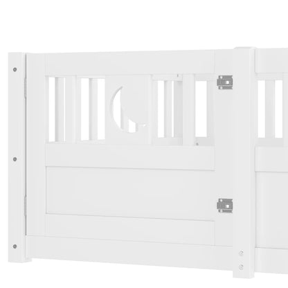 Panelbett 140 x 190 cm großes Kinderbett mit Gitter, Stern- und Monddekoration, ohne Gitter (ohne Matratze), minimalistischer Stil