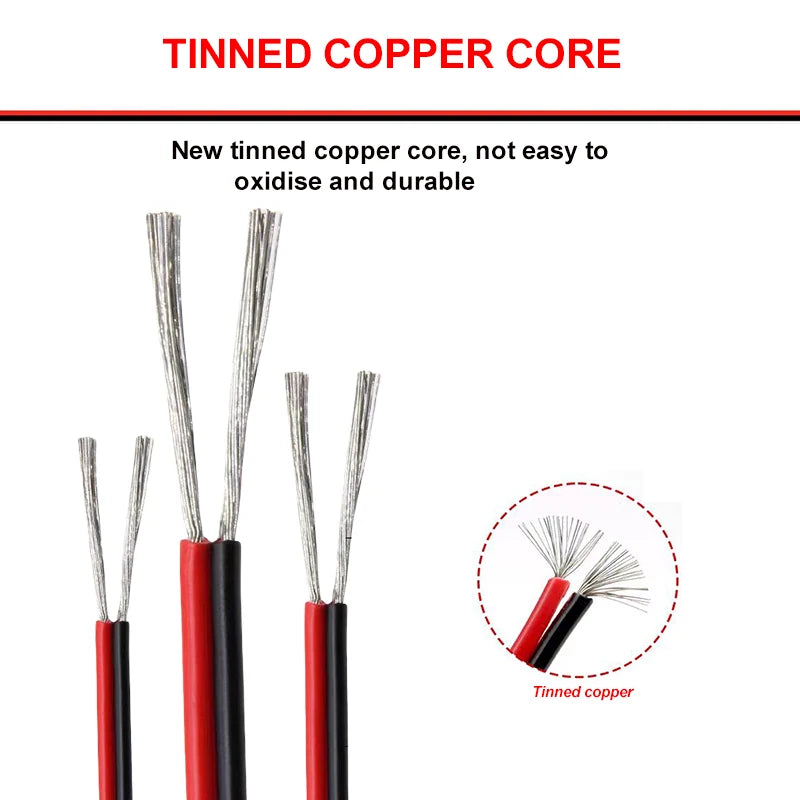 2-pin red and black PVC or silicone extension cable 28awg 26awg 24awg 22awg 20awg 18awg 16awg Tinned copper domestic wire.