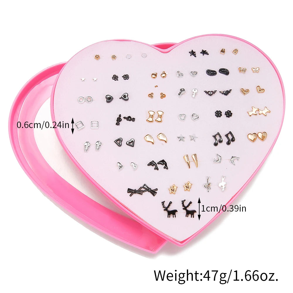 Multicolor 36Pairs Cartoon Hypoallergenic Plastic Stud Earrings Set For Women Girl Cute Animal Flower Ear Wedding Gifts Jewelry