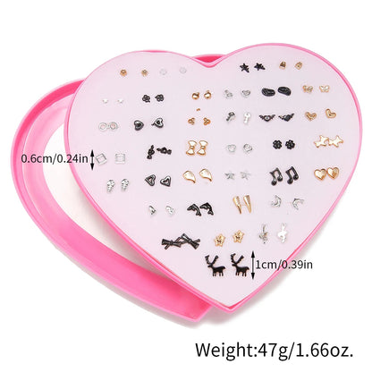 Multicolor 36Pairs Cartoon Hypoallergenic Plastic Stud Earrings Set For Women Girl Cute Animal Flower Ear Wedding Gifts Jewelry