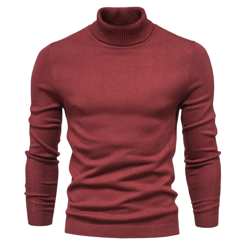 2021 New Winter Men Turtleneck Sweater Casual Solid Color Warm Pullover High Quality Slim High Neck Long Sleeve Sweater Men