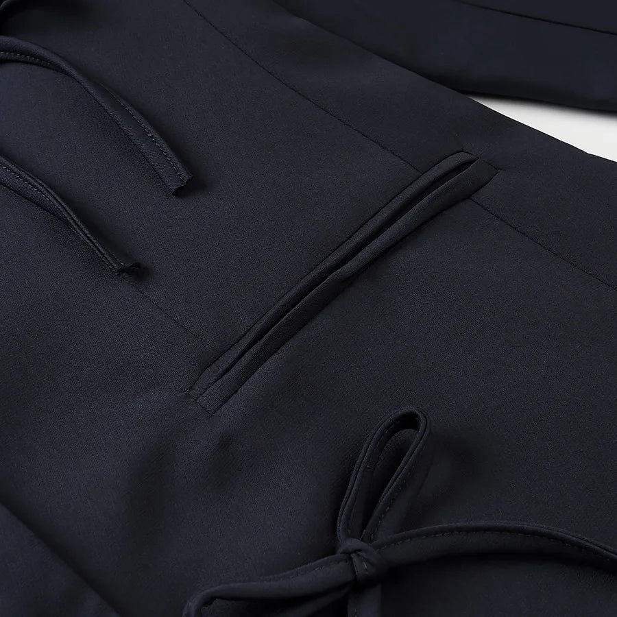 ZBZA frauen Bogen Quaste Anzug Lose Revers einreiher Tasche Einfarbig Pendler Jacke Frühling Sommer Neue Weibliche Chic mantel.