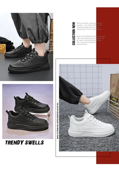 Fashion White Men Casual Sneakers Outdoor Platform Runing Shoes Breathable Mens Sport Shoes Light Walking Shoes Tennis Shoes.