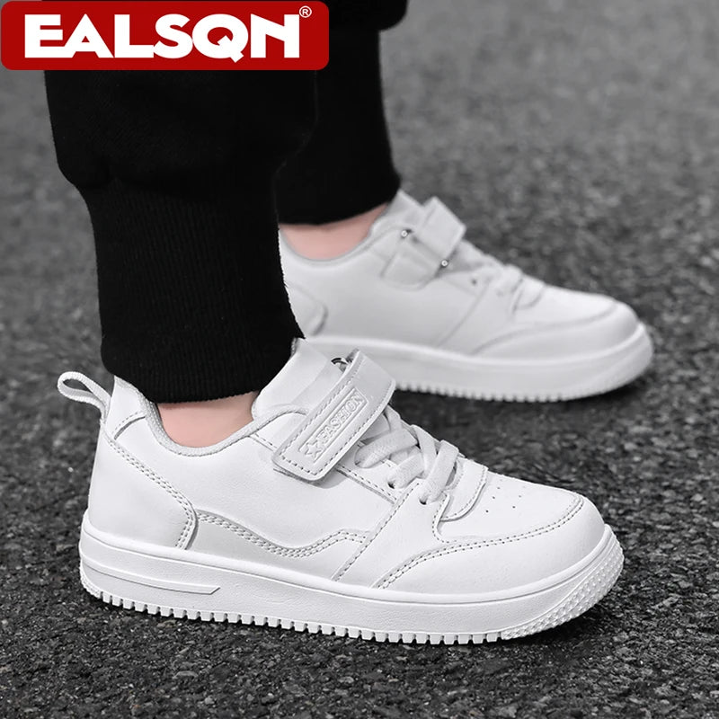 White Kids Sneakers Boys Sports Running Shoes Breathable Mesh Lightweight Comfortable Outdoor Tennis Casual Walking Shoes.