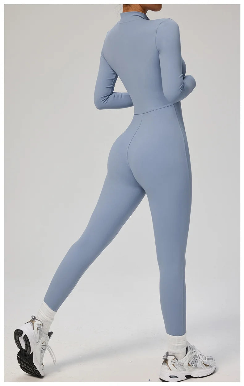 TRY TO BN Sports Yoga Jumpsuit Long Sleeves Zipper Sportswear Fitness Pants Workout Bodysuit One Piece Tights Women Gym Clothing.